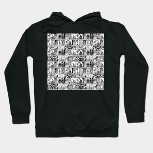 Black and White Tarot Pattern - Major Arcana Hoodie